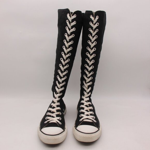 Converse All Star Chuck Taylor Knee High Black Tall Boots Men 8 Women 10 Lace-up - Picture 2 of 9